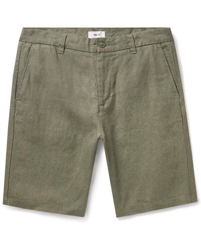 NN07 Crown 1454 Straight-leg Linen Shorts - Green
