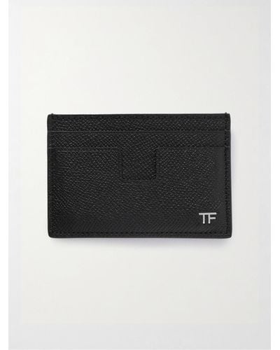 Tom Ford Kartenetui aus vollnarbigem Leder mit Logoprägung - Schwarz