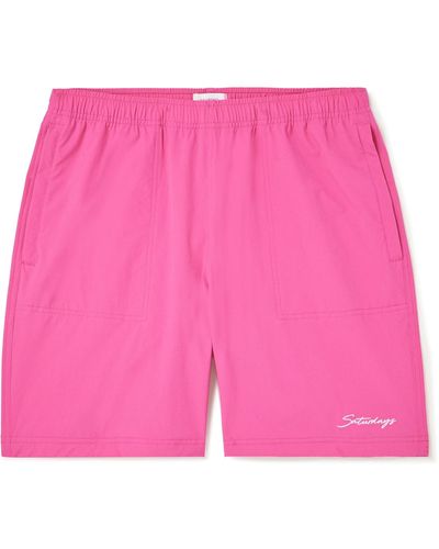 Saturdays NYC Tyler Straight-leg Cotton-blend Ripstop Drawstring Shorts - Pink