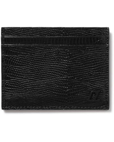 Christian Louboutin Logo-appliquéd Lizard-effect Glossed-leather Cardholder - Black