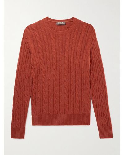 Loro Piana Cable-knit Baby Cashmere Sweater - Red