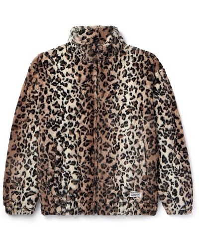Wacko Maria Leopard-print Faux Fur Zip-up Track Jacket - Natural