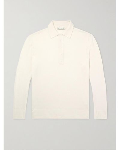 Umit Benan Zefira Cashmere And Silk-blend Polo Shirt - Natural
