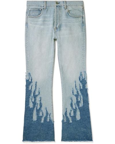 GALLERY DEPT. La Blvd Flared Appliquéd Distressed Jeans - Blue