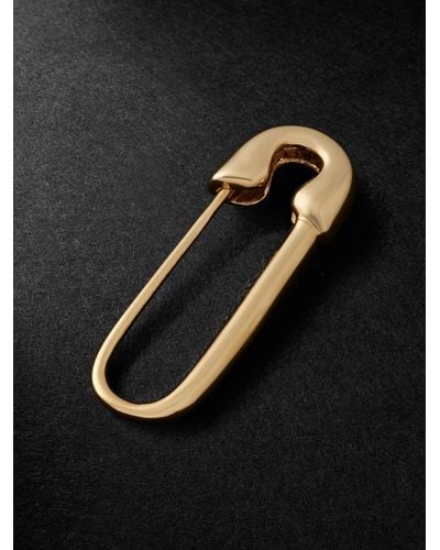 Anita Ko Safety Pin Gold Single Earring - Black