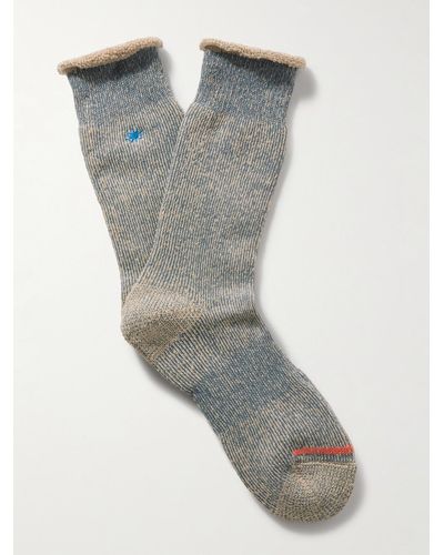 Anonymous Ism Gohemp Embroidered Ribbed Hemp-blend Socks - Grey
