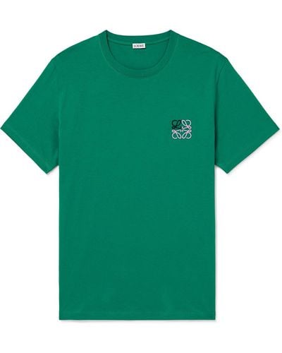 Loewe Logo-embroidered Cotton-jersey T-shirt - Green