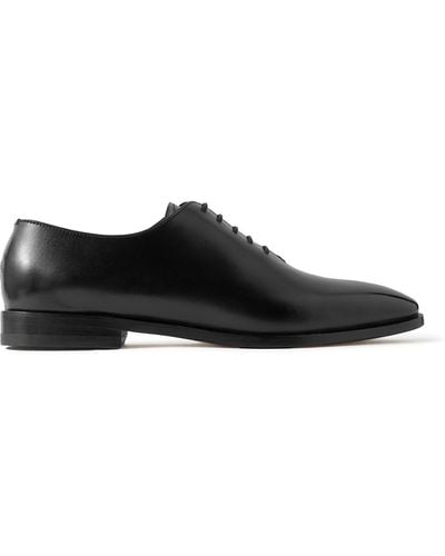 Manolo Blahnik Snowdon Whole-cut Glossed-leather Oxford Shoes - Black