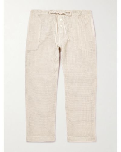 Bode Straight-leg Macramé Cotton Drawstring Trousers - Natural