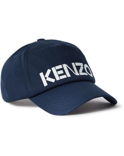 KENZO Graphy Logo-print Cotton-twill Baseball Cap - Blue