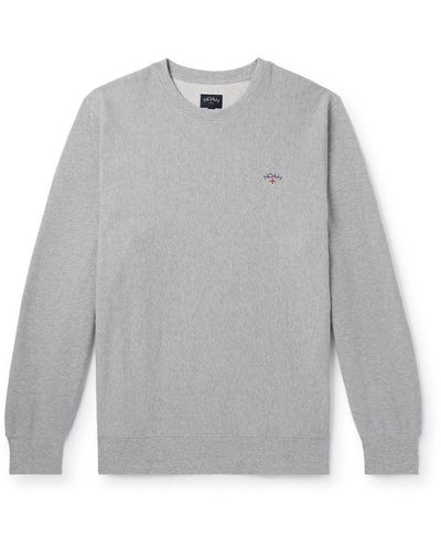Noah Core Logo-embroidered Cotton-jersey Sweatshirt - Gray