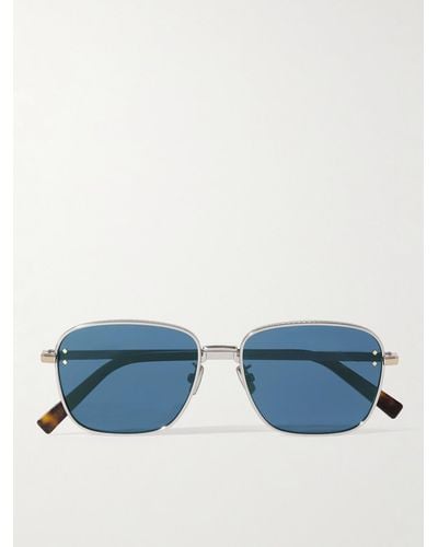 Dior Cd Diamond S4u D-frame Silver-tone And Tortoiseshell Acetate Sunglasses - Blue