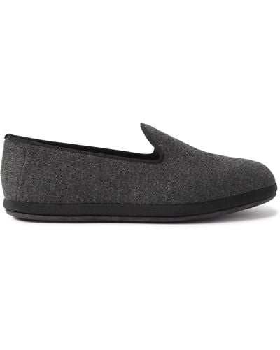 Loro Piana Logo-embroidered Cashmere-blend Slippers - Black