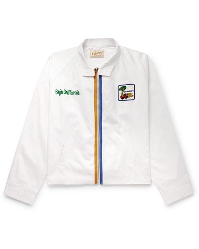 CHERRY LA Baja Drag Garment-dyed Embellished Cotton-twill Jacket - White