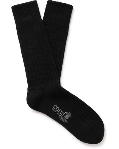 Kingsman Ribbed Cashmere Socks - Black