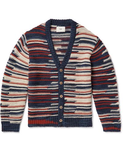 Folk Striped Intarsia-knit Cardigan - Blue