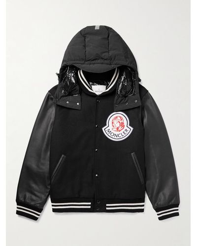 Moncler Genius Billionare Boys Club Bomberjacke aus einer Wollmischung mit Lederbesatz - Schwarz