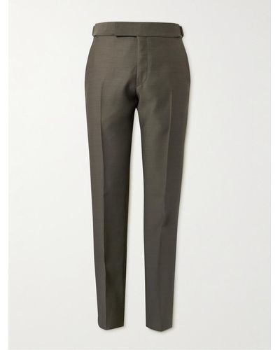 Tom Ford Atticus Straight-leg Wool And Silk-blend Suit Trousers - Grey