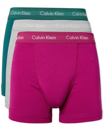 Calvin Klein Three-pack Stretch-cotton Boxer Briefs - Pink