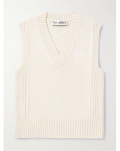 Our Legacy Michigan Slim-fit Ribbed Cotton Sweater Vest - Natural