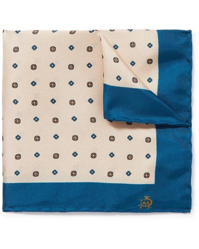 Dunhill Printed Mulberry Silk-twill Pocket Square - Blue