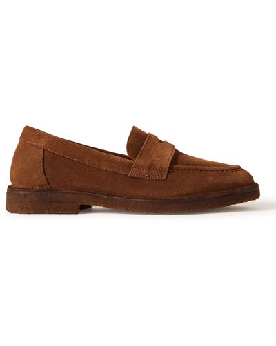 Drake's Suede Penny Loafers - Brown