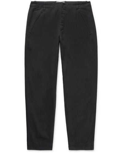 Folk Black Assembly Tapered Pleated Cotton-canvas Pants