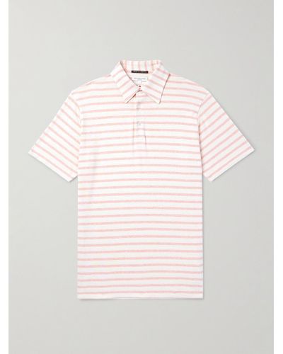 Richard James Striped Jersey Polo Shirt - Pink