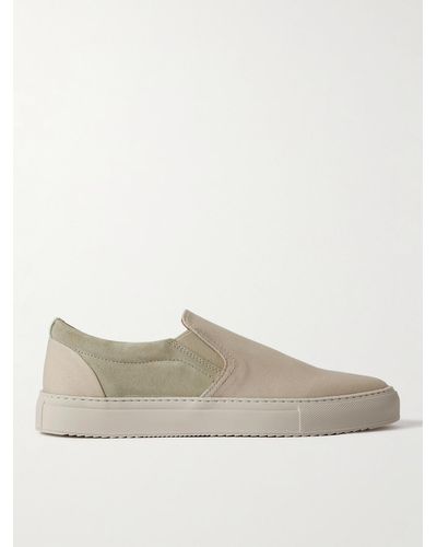 MR P. Larry Canvas And Suede Slip-on Sneakers - Natural