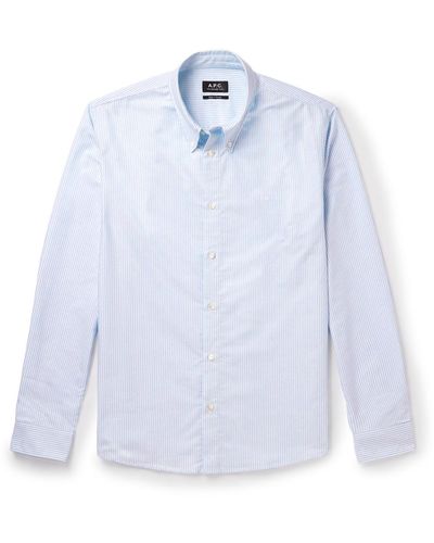 A.P.C. Greg Pinstriped Cotton Oxford Shirt - White
