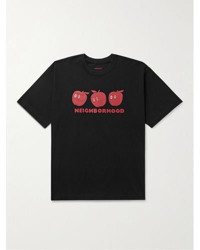 Neighborhood T-Shirt aus Baumwoll-Jersey mit Logoprint - Schwarz