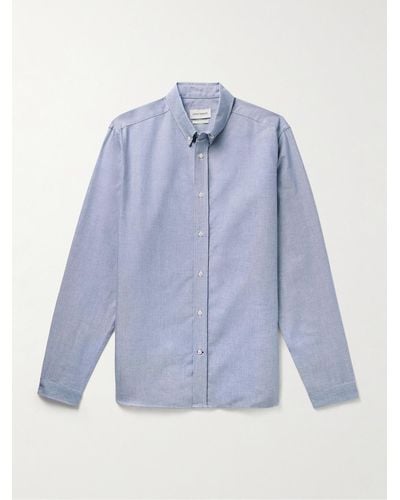 Oliver Spencer Brook Button-down Collar Birdseye Organic Cotton Shirt - Blue