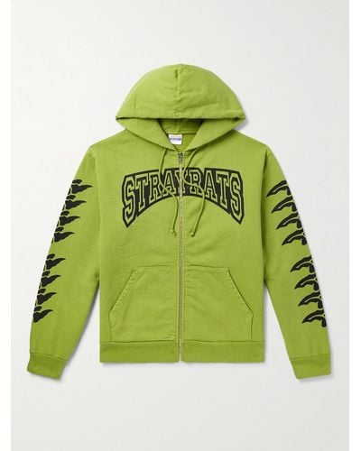 Stray Rats Logo-print Cotton-jersey Zip-up Hoodie - Green