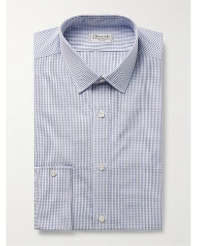 Charvet Hemd aus Baumwollpopeline mit Karomuster - Blau