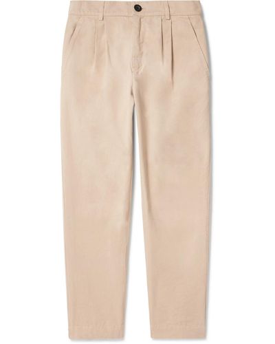 MR P. Tapered Pleated Cotton-twill Pants - Natural