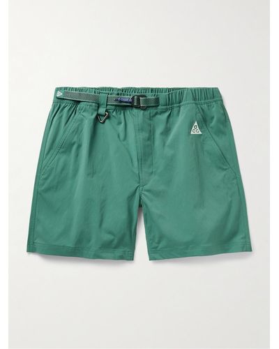 Nike Acg Straight-leg Logo-embroidered Belted Nylon Shorts - Green