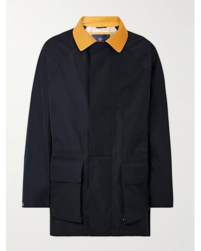 Loro Piana Field jacket in shell tecnico Storm System® con finiture in pelle Horsey - Blu
