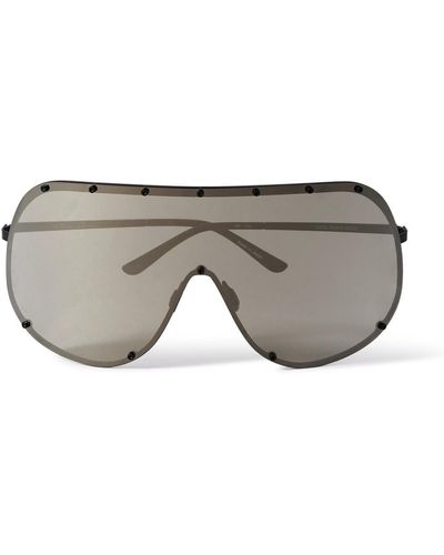 Rick Owens Shield Aviator-style Stainless Steel Sunglasses - Gray