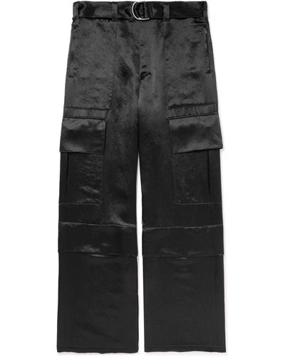 Jil Sander Straight-leg Belted Satin Cargo Pants - Black