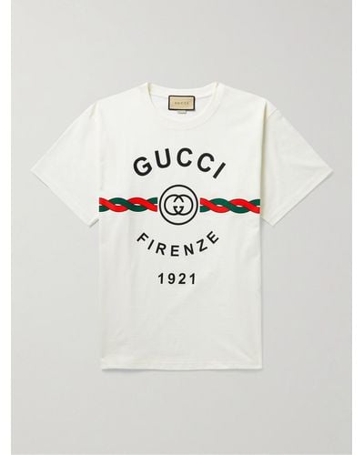 Gucci T-shirt In Jersey Di Cotone ' Firenze 1921' - Bianco