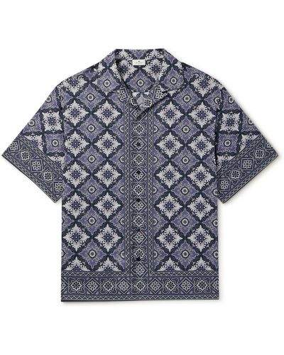 Etro Camp-collar Printed Cotton Shirt - Blue