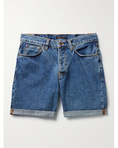Nudie Jeans Josh Straight-leg Organic Denim Shorts - Blue
