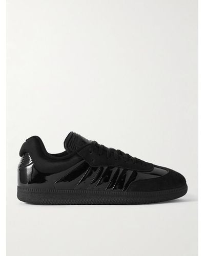 adidas Originals Dingyun Zhang Samba Mesh-trimmed Suede And Patent-leather Trainers - Black