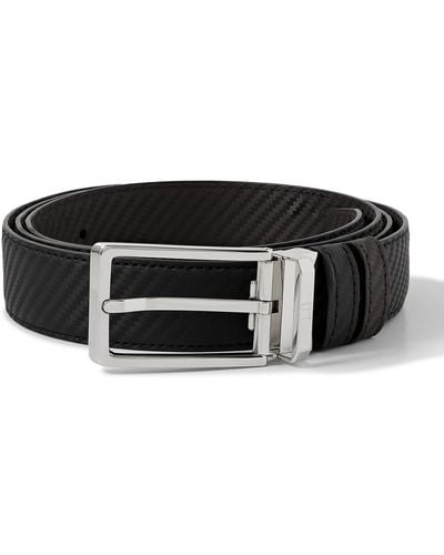 Dunhill 3cm Reversible Striped Leather Belt - Black