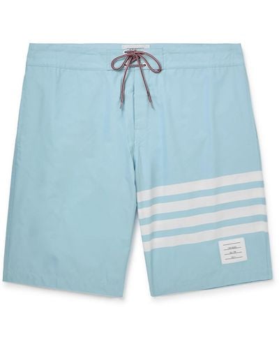 Thom Browne Straight-leg Long-length Logo-appliquéd Striped Swim Shorts - Blue