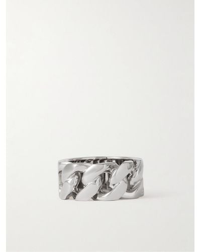 Alexander McQueen Silberfarbener Ring mit Kettendetail - Mettallic