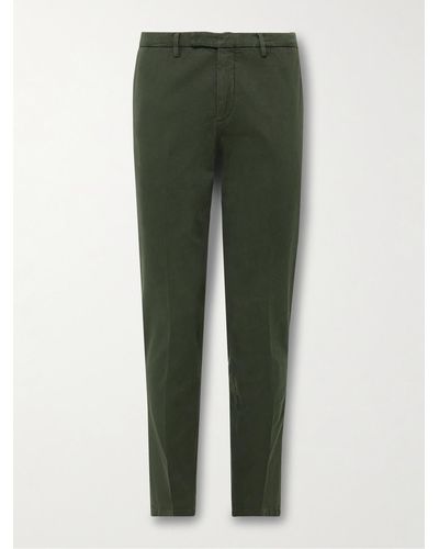 Boglioli Slim-fit Garment-dyed Cotton-blend Twill Suit Trousers - Green