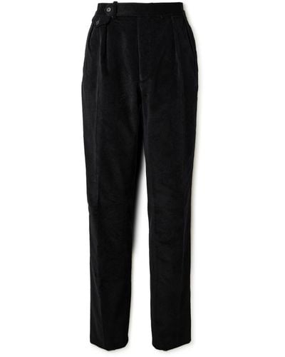 Ralph Lauren Purple Label Slim-leg Pleated Cotton-corduroy Suit Pants - Black