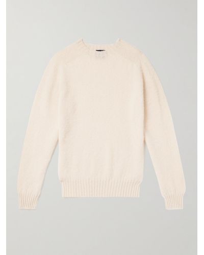 Drake's Pullover in lana Shetland spazzolata - Neutro