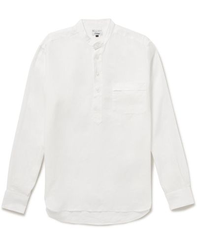 Kingsman Grandad-collar Linen Shirt - White